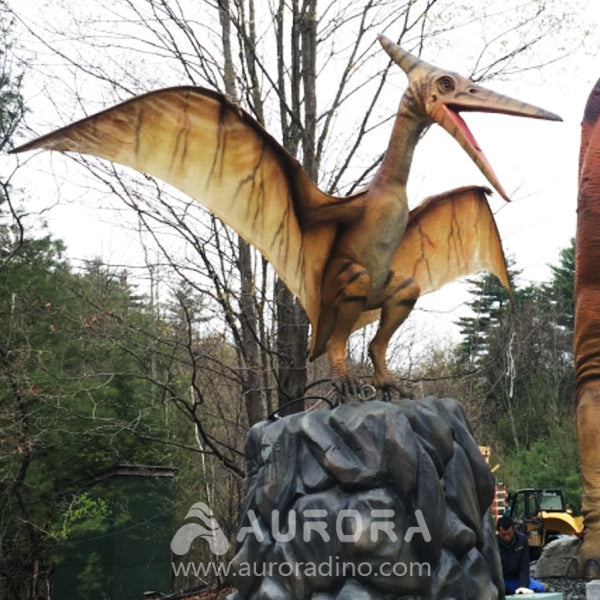 Standing On Stump Animatronic Pteranodon Dinosaur With Big Wings