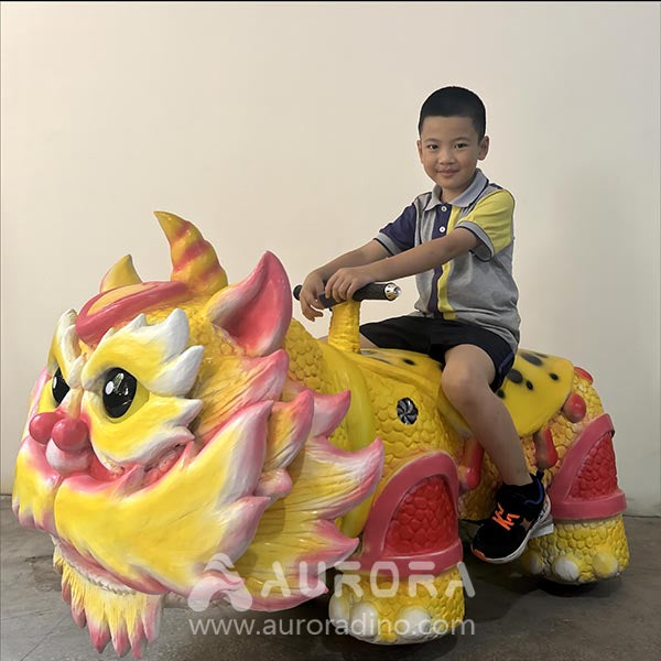 Cute Chinese Lion Rides Scooter