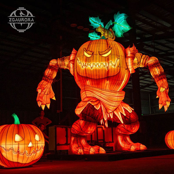 Halloween Pumpkin Ghost and Skeleton Lantern 
