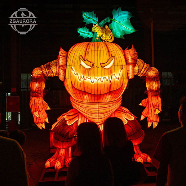 Halloween Pumpkin Ghost and Skeleton Lantern 