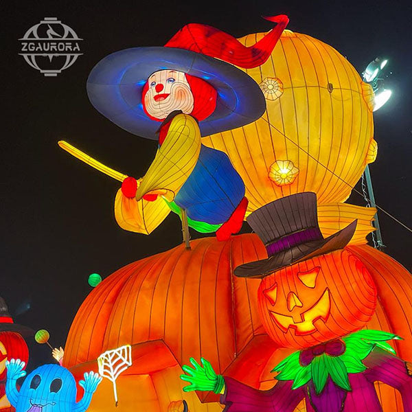 Halloween Pumpkin Ghost and Skeleton Lantern 