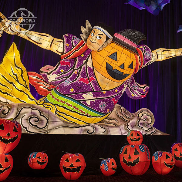 Halloween Pumpkin Ghost and Skeleton Lantern 