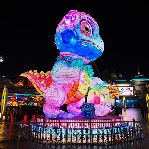 Punk-Style Cartoon Colorful Dinosaur Lantern For Dino Park