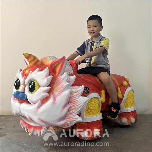 Cute Chinese Lion Rides Scooter 