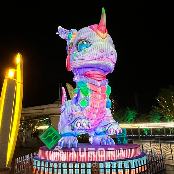 Punk-Style Cartoon Dinosaur Lantern For Dino Park