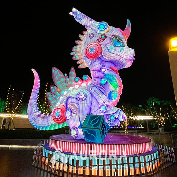 Punk-Style Cartoon Dinosaur Lantern For Dino Park